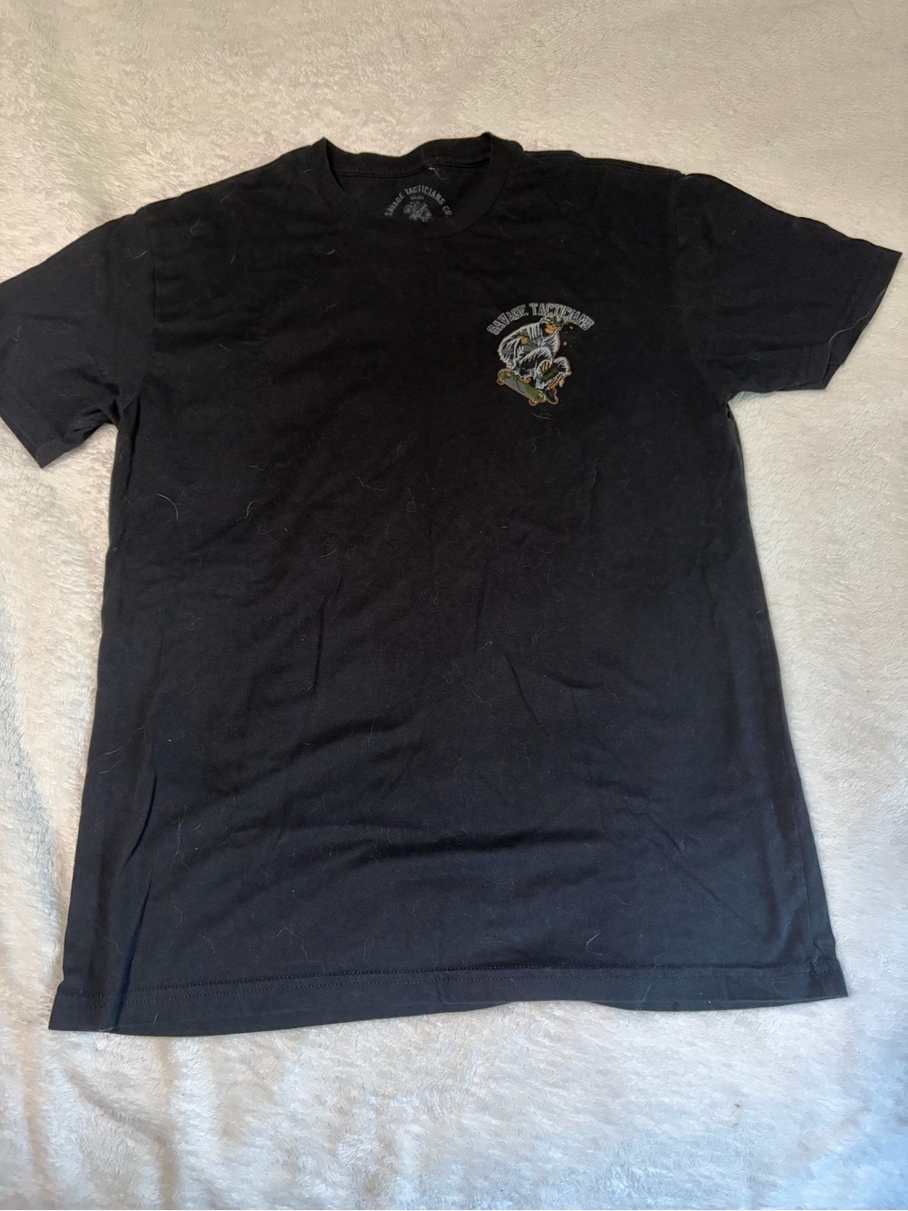 Men's Black Graphic Crew T-Shirt with Small Chest Print